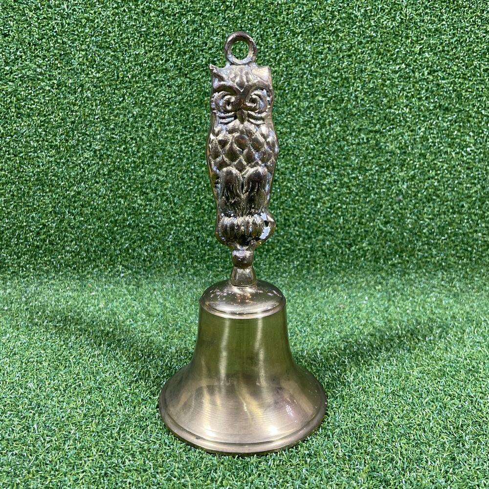 Vintage Rosenthal Netter Solid Brass Owl Hand Bell Decorative